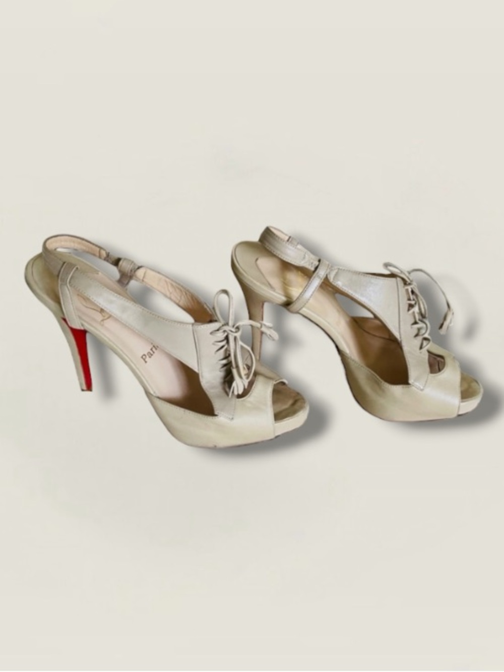 CHRISTIAN LOUBOUTIN Ivory Stiletto Heel Shoes Size 38.5